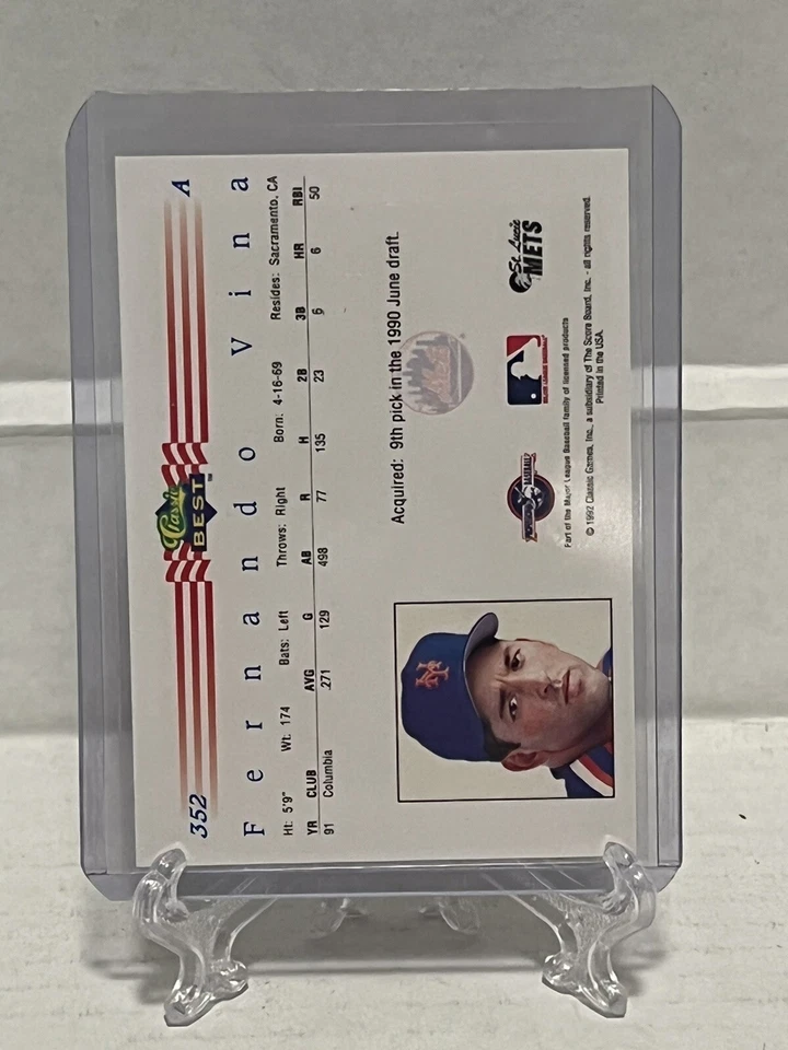 1992 Classic Best Minor League Fernando Vina #352 - Image 2 of 2