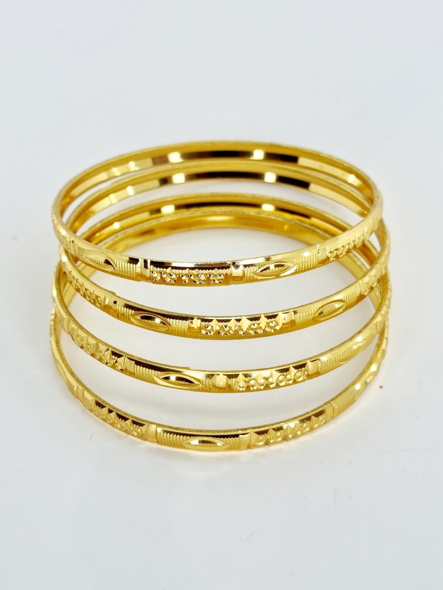 4PCS GOLD PLATED STUNNING CHURRi KARRA BANGEL BRACELET SET