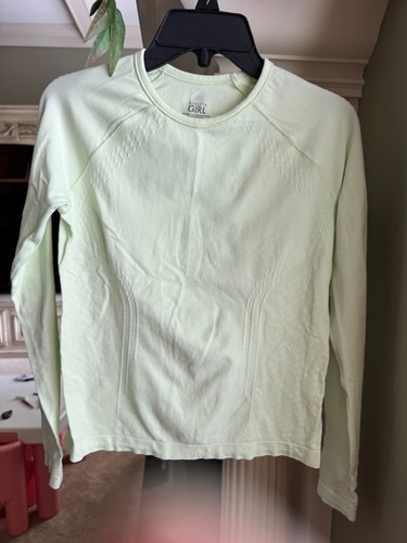 Athleta Girl Mint Green Power Up Seamless Long Sleeve Top Size Medium 8-10