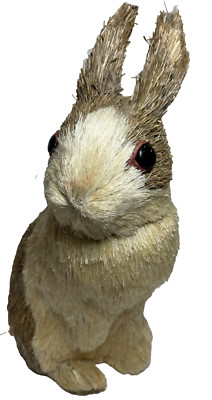 Bunny Rabbit Easter Straw Jute Natural Materials Figurine Shelf Sitter Statue