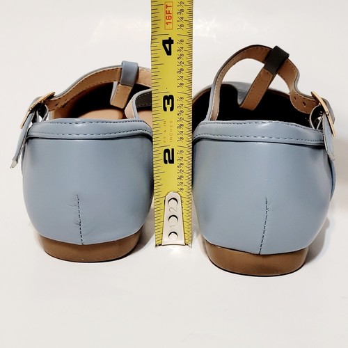 Modcloth Heartbeat Lt Blue T-Strap Flats Pointed Closed Toe Buckle Shoes Wms 6US - Picture 12 of 24