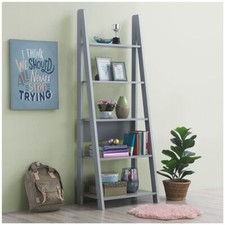 Image of Bookcase 5 Tier Ladder Shelving Unit Storage Shelves Modern