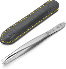 Slanted Tweezers in Leather Case - Made in Solingen Germany New