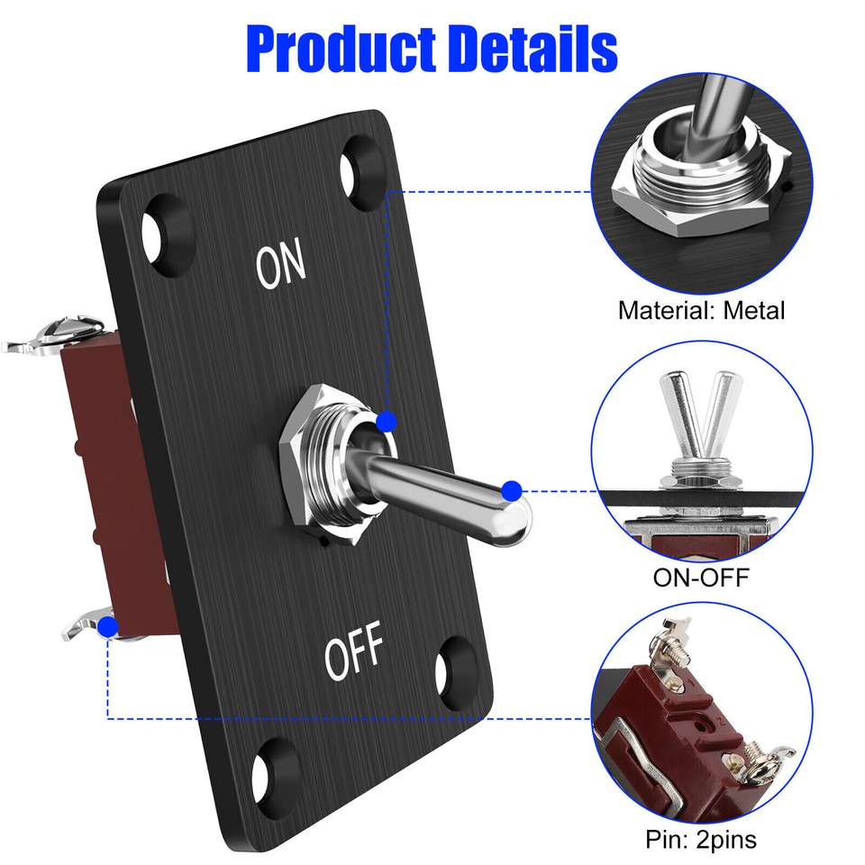 2x Heavy Duty Toggle Switch SPST 2Pin On-Off Amp 30A 12VDC/15A 250VAC ...