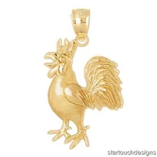 New 14k Gold Rooster Pendant