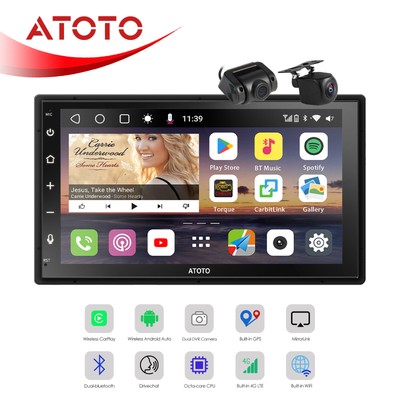 ATOTO Double 2 DIN Wireless Car Stereo Apple Carplay Android Radio Mirrorlink