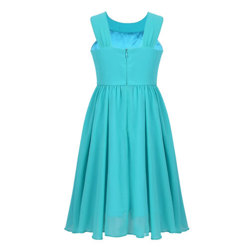 Mädchen Festlich Chiffon Kleider Kinder Sommer Hochzeits gefaltete Partykleider - Bild 18 von 63