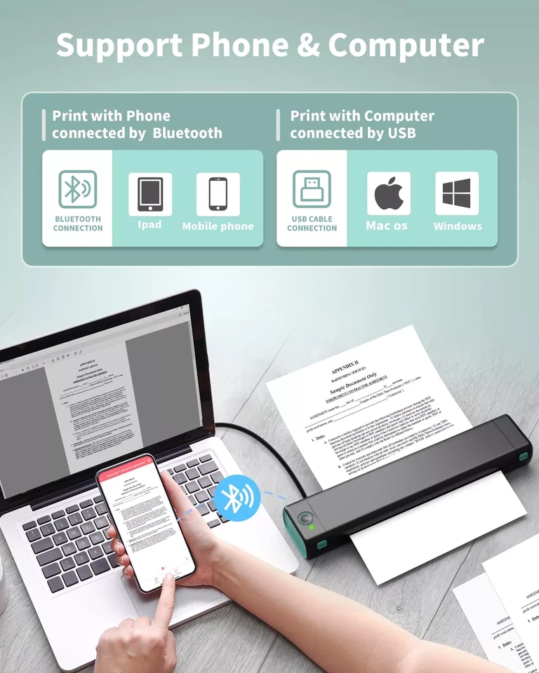 Phomemo M08F Portable A4 Printer Thermal Printer Bluetooth Inkless Printer US - Image 3 of 4