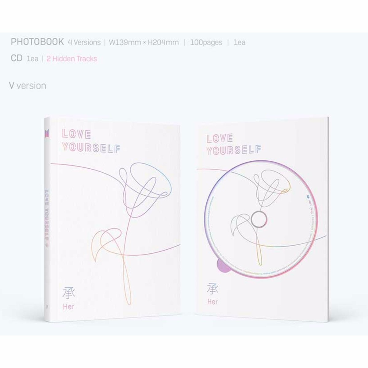BTS LOVEYOURESELF Final V ミニフォト BTS - 5th Mini Album V Ver. Photo Book+Mini Book+Photo Card+