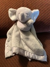 Carters Grey Gray Elephant Security Blanket Soft Velour Satin Lovey Toy