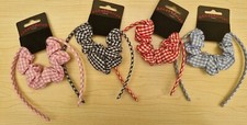 BNWT Accessories Gingham Fabric Covered Aliceband & Scrunchie Set Blue/Pink/Red