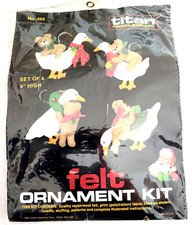 Titan Needlecraft Felt Ornament Kit Teddy Bears Geese Craft New Sealed 1985
