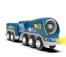 Battery Operated Locomotive Train for Wooden Tracks, Powerful Engine Toy Trai...