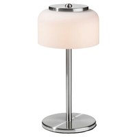 Casa Nova Pisa Led-Tischlampe Tischleuchte Nickelfarben Weiß Metall Glas H 33 Cm