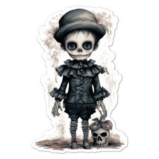 Scary Monster Skull Doll Sticker Decal