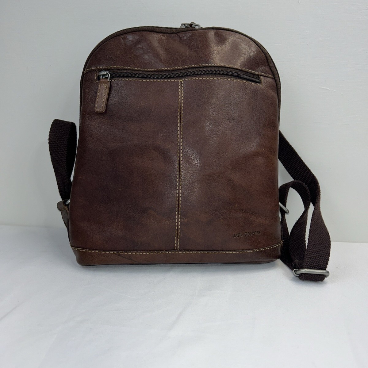 Jack Georges Voyager Small Brown Leather Backpack Purse Convertible  Crossbody