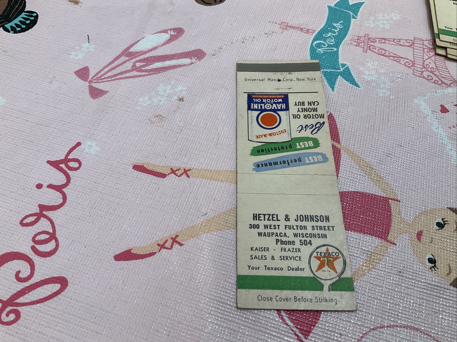 VTG Matchbook Cover Texaco Havoline Gas Station Waupaca Wisconsin eBay