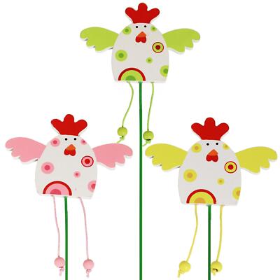 Osterdeko, Gartenpicks, Eiersuche - 3er Pack bunte Kükenpicks