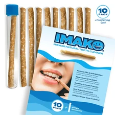 Imako Premium Miswak Toothbrush - Individually Vacuum Sealed with Case (10 Pack)