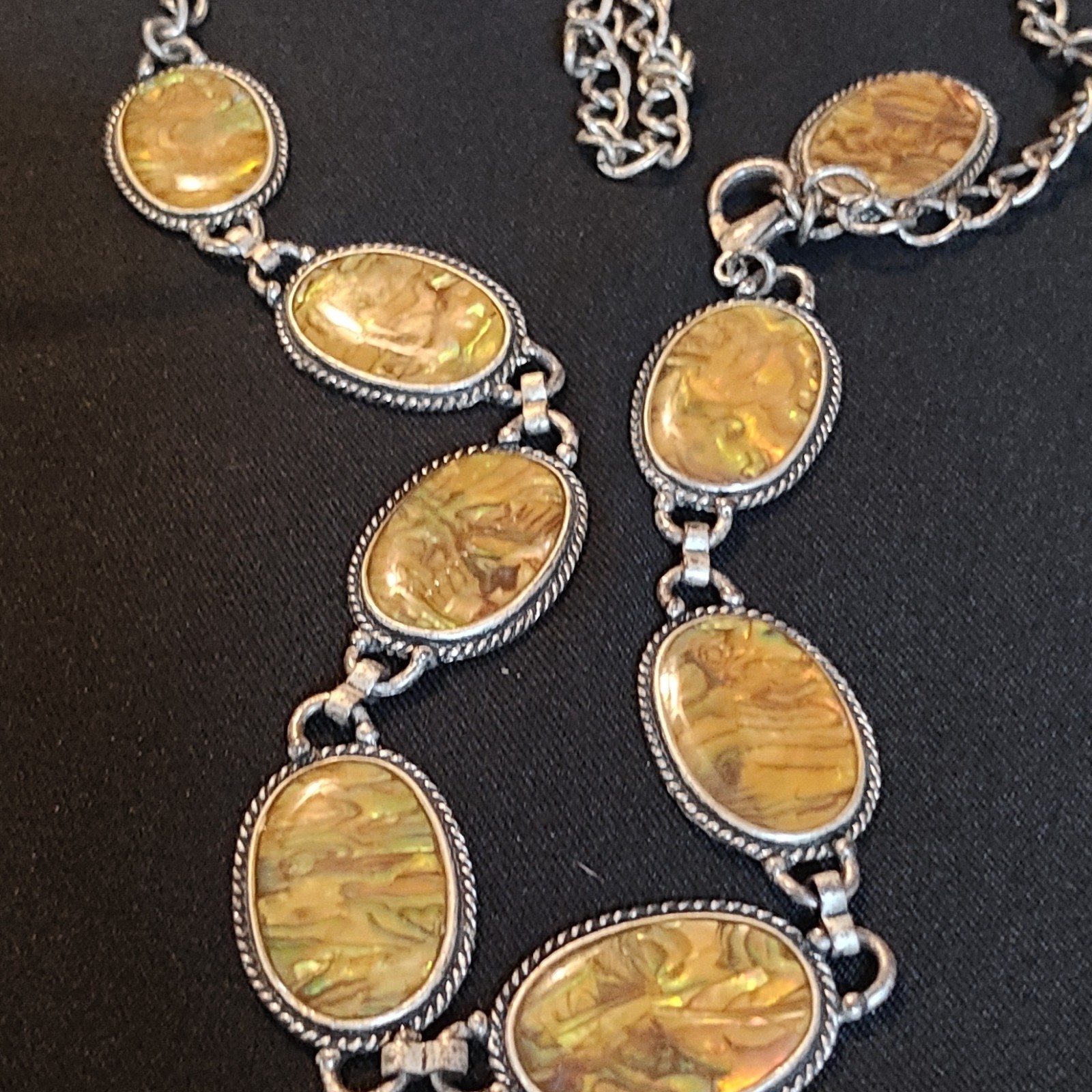 Statement Abalone Shell Necklace Oval Link Chain … - image 7