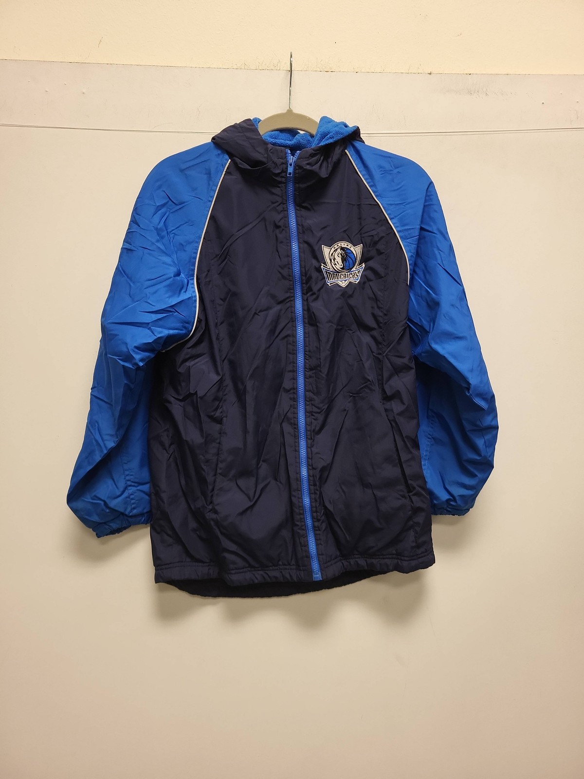 Reebok Dallas Mavericks NBA Jacket Blue Navy Full Zip Hooded Mens Coat
