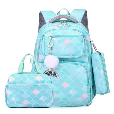 EKUIZAI 3PCS Mermaid Backpack for Girls Fish Scale Print Primary Bookbags set...