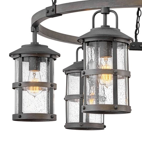 Hinkley Lighting 2689-LL Lakehouse 120v 6 Light 42"W Open Air - Black - Picture 8 of 9