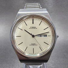 Citizen Forma Watch Men 35mm Cream Dial Steel Daydate Round 3800-451759 New Batt