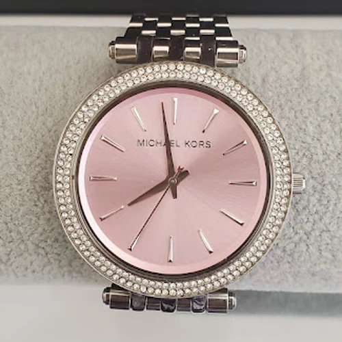 Orologio Michael Kors Donna Darcy Tono Argento Quadrante Rosa Cristalli MK3352 39mm