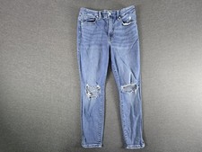 Good American Jeans Womens 10/30 Blue Distressed Skinny Stretch Denim Pants