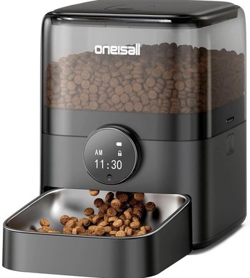 oneisall Automatic Cat Feeder for Large Kibble and Snacks, 12 Cups/3L Open Box