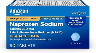 Amazon Basic Care Naproxen Sodium 220 mg 90 Count Compare to Aleve Tablets