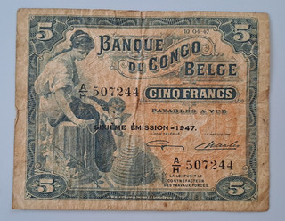 Belgian Congo 5 francs 1947 see other sales
