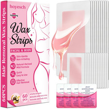 Hoyesch 60 Pcs Wax Strips - 40 Facial 20 Body Waxing Kit For Women S Hair