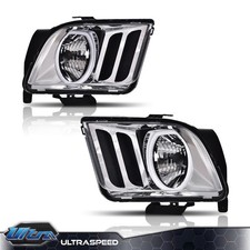 New Headlights Fit For 2005-2009 Ford Mustang Chrome Led Drl Halo Headlamps