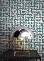 Newroom Vliestapete Blau Labyrinth Geometrisch Modern Glamour Wohnzimmer Glanz