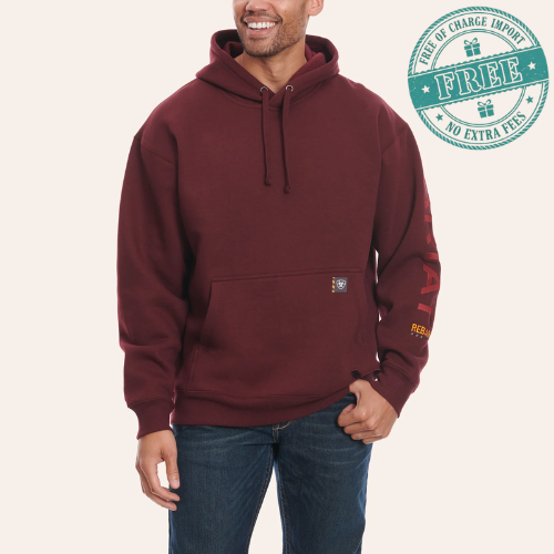 Ariat Rebar Men's Malbec 10 OZ All Weather Heavyweight Pullover Hoodie