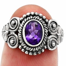 Natural African Amethyst 925 Sterling Silver Ring s.7 Jewelry R-1280