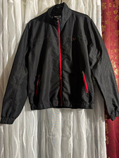 True Religion World Tour Men's L Black/Red Track Jacket Full Zip Zipped Pockets