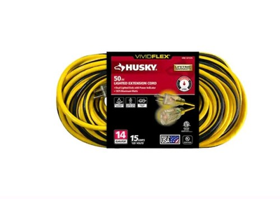 #ad HuskyVividFlex 50 ft. 14 3 Gauge Medium Duty Indoor Outdoor Lighted End Yellow $20.00