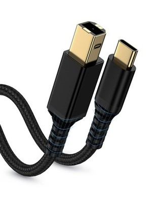 USB C to B Cable 6FT High-Speed Square USBC Type B2.0 6FT, Pure Black