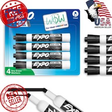 EXPO Dry Erase Markers, Low Odor Ink, Black, Chisel Tip, 4 Count - Whiteboard...