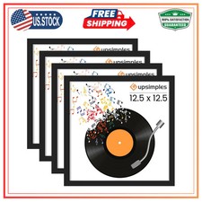 upsimples Vinyl Record Frame 12.5x12.5, Wall Display 4 Pack, Black