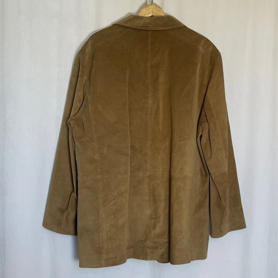 Jones New York Genuine Leather Suede Blazer Jacket Sz 44R Camel Academia Classic - Image 4 of 4