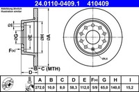 2X Bremsscheibe ATE 24.0110-0409.1 FüR Skoda VW Audi Ateca Q2 NU7 A11 Seat ROC 4