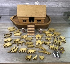 Vintage Handcrafted Noah's Ark Incomplete 43 Animals