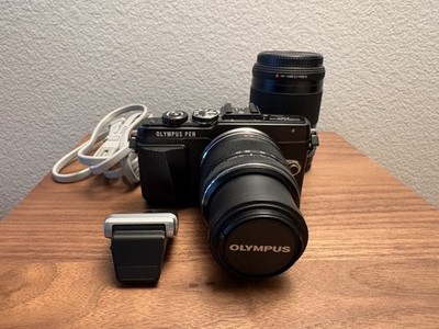 Olympus PEN E-PL7 Black 16.1MP Digital Camera Body w/Battery, Charger, Lenses