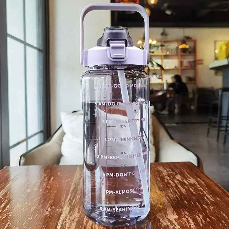 With Straw Time Marker Portable Plastic Sports Cup