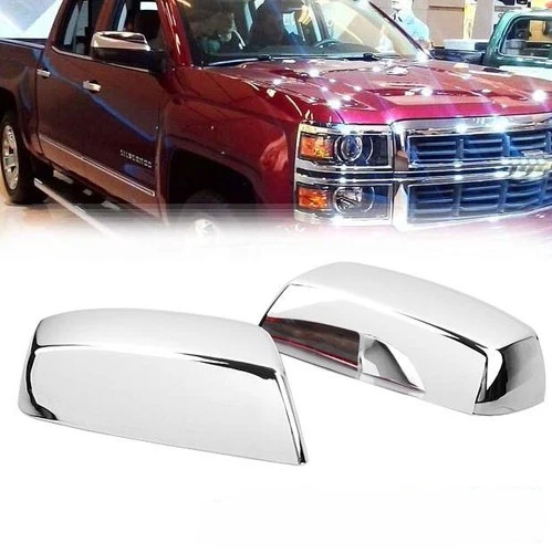 Chrome Side Half Mirror Covers Add-on Style Fit Chevy Silverado 2015 2016-2018
