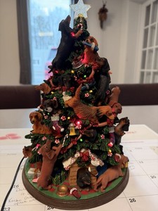 Danbury Mint Dachshund Christmas Tree Weiner Dog Figurine Light Up Display